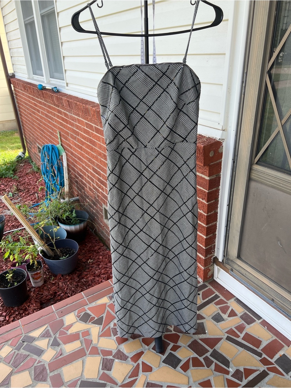 Lucy Paris Klein Midi  Black and Gray Plaid dress